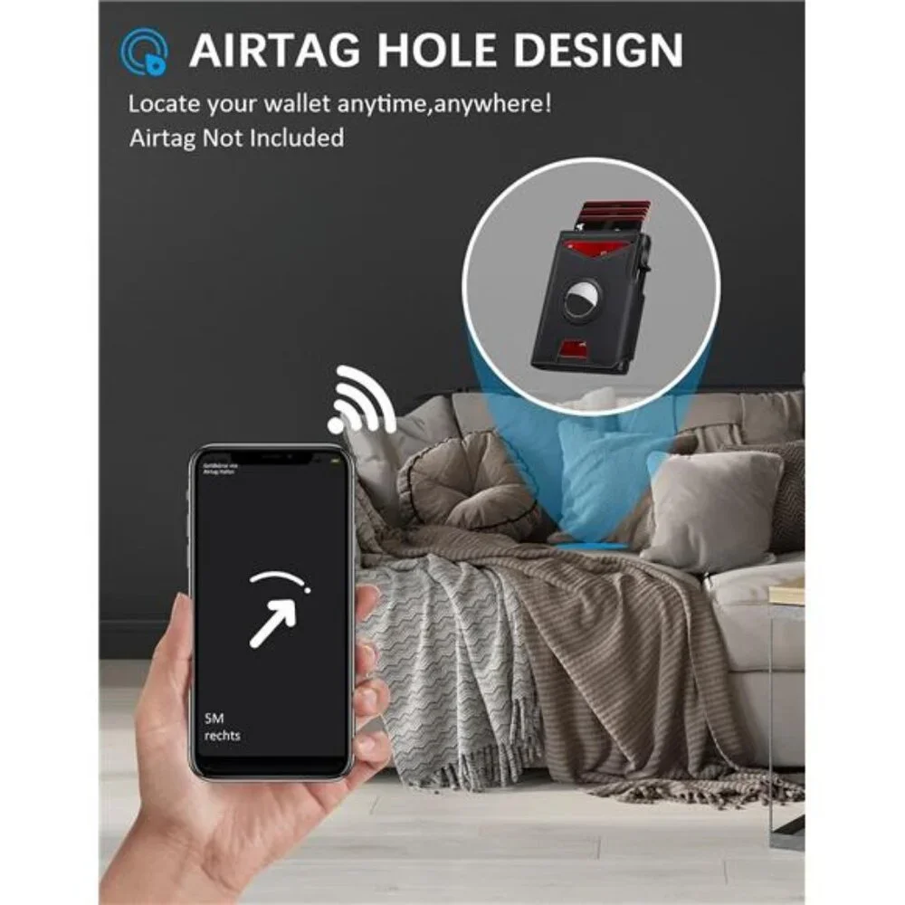 Airtag Wallet for Men | Minimalist Slim Mens Wallet | Pop Up Credit Card Wallet